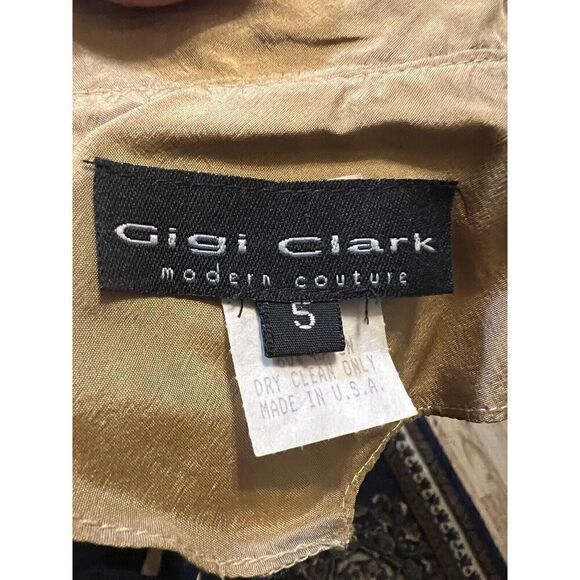 Vintage Gigi Clark Modern Couture 5/L Jacket Orange Gold Tie Front Jacquard - Picture 8 of 9